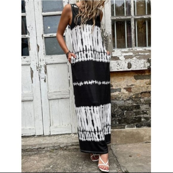 Tank Top Tie Dye Maxi dress with Pockets - Picture 5 of 6
